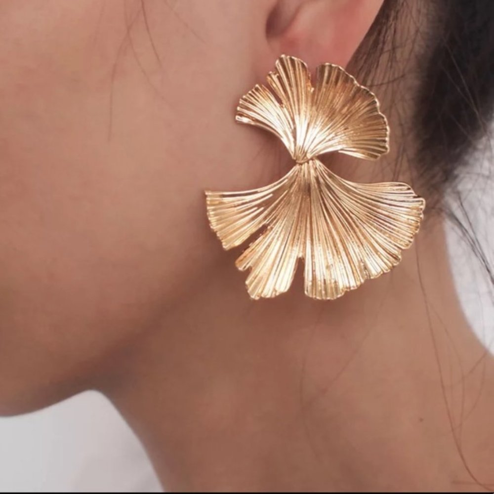 Double Leaf Statement Earrings